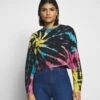 URBAN CLASSICS Ladies Tie Dye Cropped Crewneck - Sweater - Black