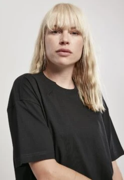 URBAN CLASSICS Ladies Organic Oversized Pleat Tee - T-Shirt Basic - Black -Urban Classics 040e845304ae478eb254e9b19ffb6350