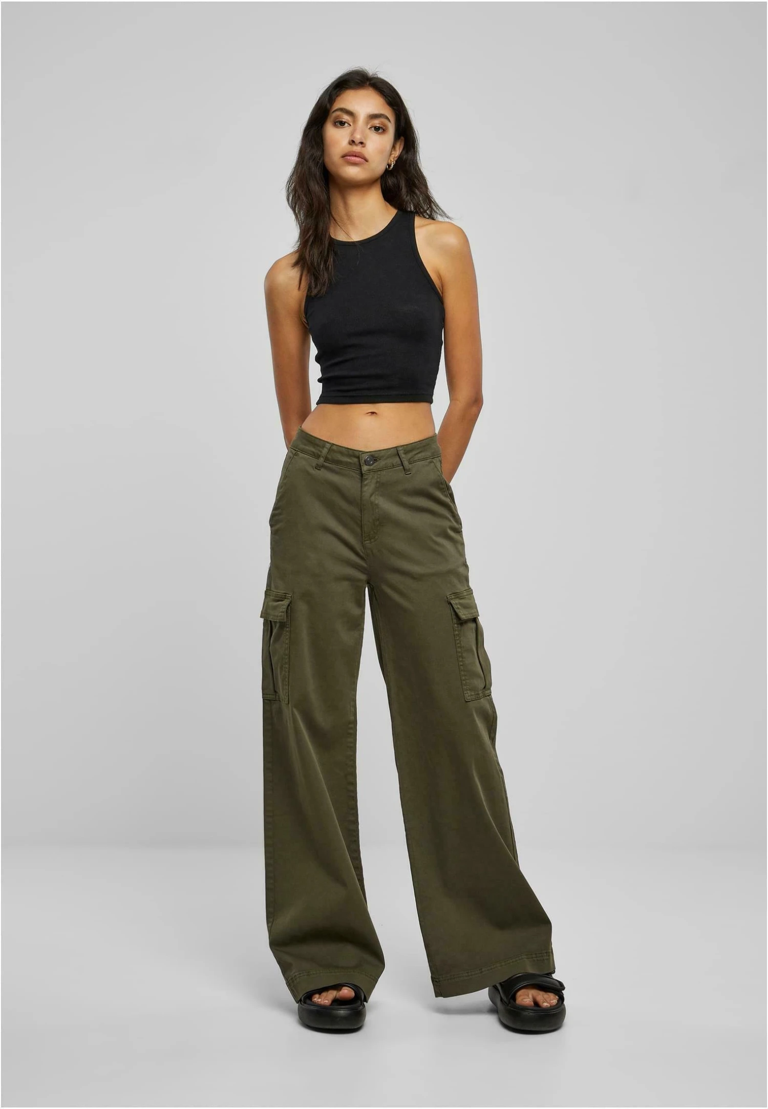 URBAN CLASSICS Wide Leg Twill - Cargobroek - Olive 4 URBAN CLASSICS Wide Leg Twill - Cargobroek - Olive - Afbeelding 2