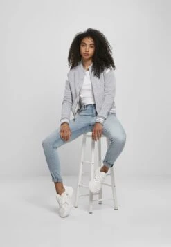 URBAN CLASSICS Sweater Met Rits - Grey White -Urban Classics 0c8b369349f74f809d5a2ddc97a97438