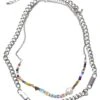 URBAN CLASSICS Peace Bead Layering 2-Pack - Ketting - Silver -Urban Classics 0f2749744d554e028fadac55aa8b016a