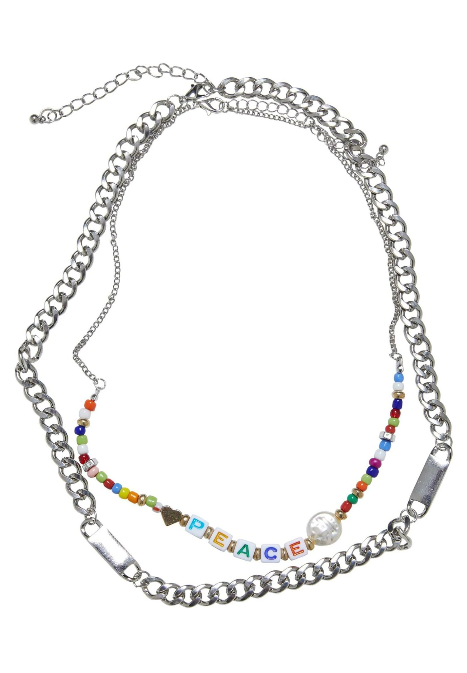 URBAN CLASSICS Peace Bead Layering 2-Pack - Ketting - Silver 3 URBAN CLASSICS Peace Bead Layering 2-Pack - Ketting - Silver