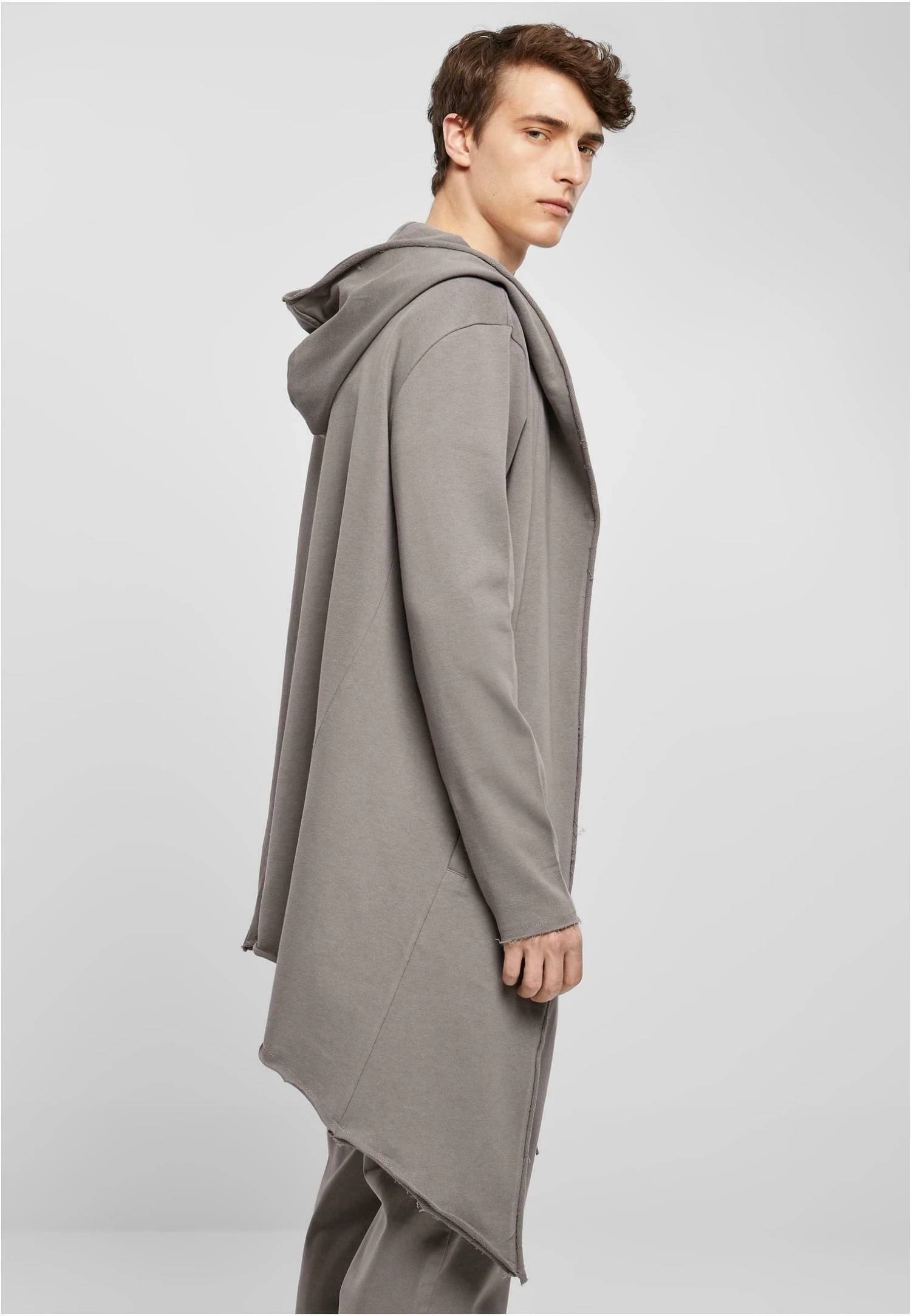URBAN CLASSICS Long Hooded Open Edge Cardigan - Vest - Grey 7 URBAN CLASSICS Long Hooded Open Edge Cardigan - Vest - Grey - Afbeelding 5
