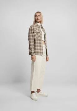 URBAN CLASSICS Oversized- Overhemdblouse - Lighttaupe Whitesand -Urban Classics 1261ed0b42b649528f013635eebe37a9