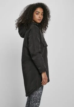 URBAN CLASSICS Ladies Long Oversized Pull Over Jacket - Halflange Jas - Black -Urban Classics 14bb8257cd6c4d66a5cee666d87e2f57