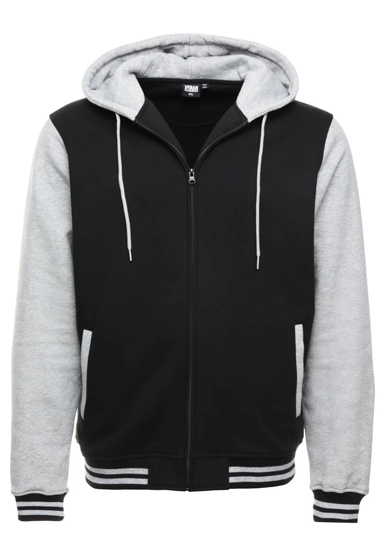URBAN CLASSICS 2-Tone Zip Hoody - Sweater Met Rits - Black/Grey 3 URBAN CLASSICS 2-Tone Zip Hoody - Sweater Met Rits - Black/Grey