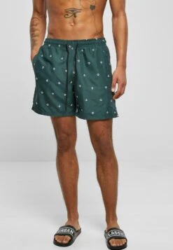 URBAN CLASSICS Embroidery Swim - Zwemshorts - Anchor Bottlegreen White