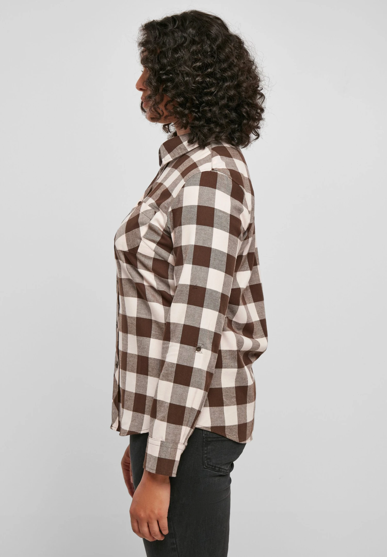 URBAN CLASSICS Overhemdblouse - Pink Brown 12 URBAN CLASSICS Overhemdblouse - Pink Brown - Afbeelding 10