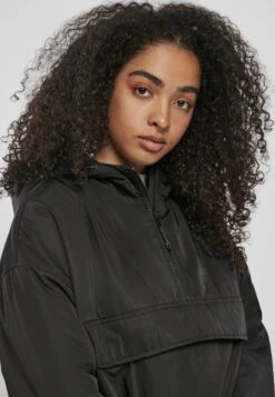 URBAN CLASSICS Ladies Long Oversized Pull Over Jacket - Halflange Jas - Black -Urban Classics 1ab0ade7d15144d48a1396c5f59711f6