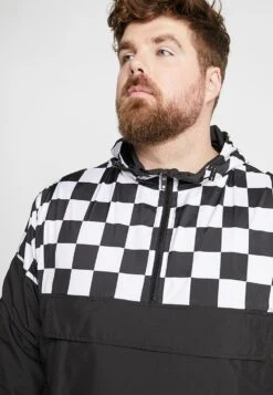 URBAN CLASSICS Check Pull Over Jacket - Windjack - Black/Chess -Urban Classics 1ee5bdf4d171428cbdcc69c53a7dbe33