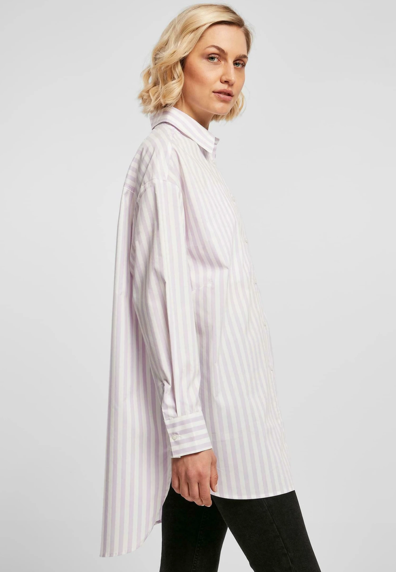 URBAN CLASSICS Overhemdblouse - White Lilac 6 URBAN CLASSICS Overhemdblouse - White Lilac - Afbeelding 4