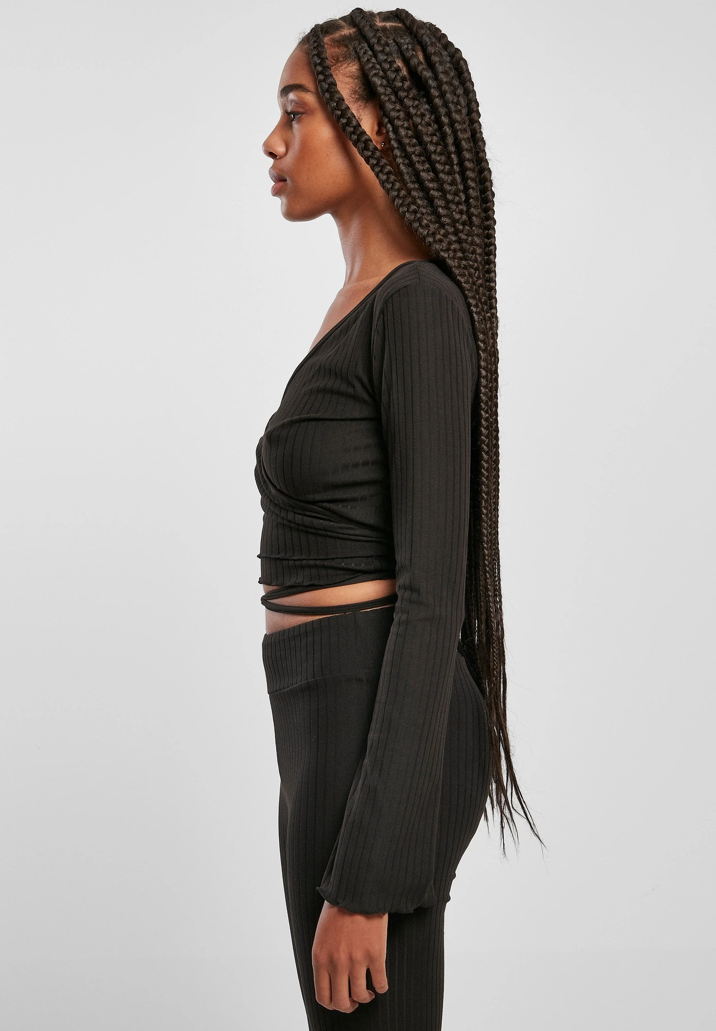 URBAN CLASSICS CroppedWrapped - Longsleeve - Black 7 URBAN CLASSICS CroppedWrapped - Longsleeve - Black - Afbeelding 5