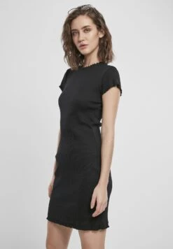 URBAN CLASSICS Ladies Rib Tee Dress - Etui-Jurk - Black -Urban Classics 23f03ee26ed04afe9f2afcbdfb585d6a