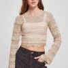 URBAN CLASSICS Cropped Crochet - Trui - Softseagrass