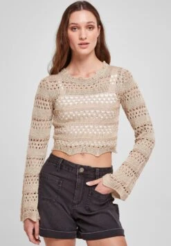 URBAN CLASSICS Cropped Crochet - Trui - Softseagrass
