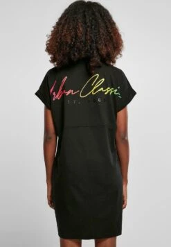 URBAN CLASSICS Ladies Rainbow Tee Dress - Jerseyjurk - Black -Urban Classics 281841094f90448a9e999791f1c67c32
