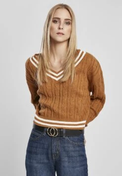 URBAN CLASSICS V-Neck- Trui - Toffee Wht