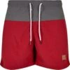 URBAN CLASSICS Block- Zwemshorts - Brickred/Darkshadow