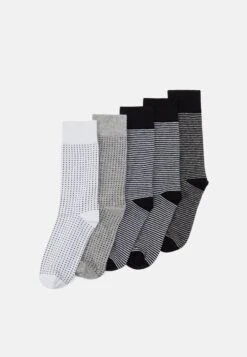 URBAN CLASSICS Stripes And Dots Socks 5 Pack - Sokken - Black/Heathergrey/White