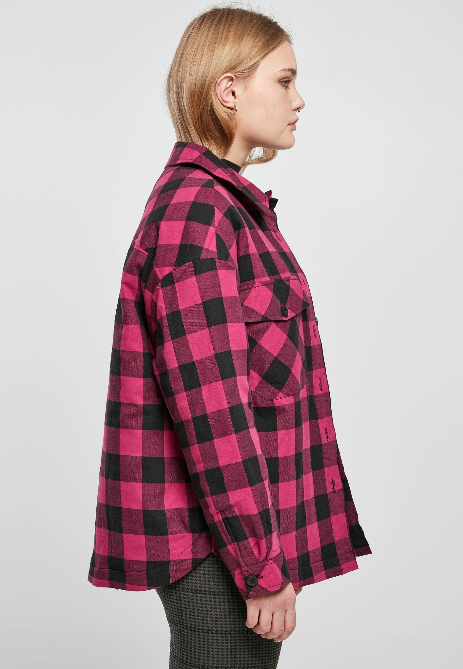 URBAN CLASSICS Langarm - Overhemdblouse - Wildviolet Black 7 URBAN CLASSICS Langarm - Overhemdblouse - Wildviolet Black - Afbeelding 5