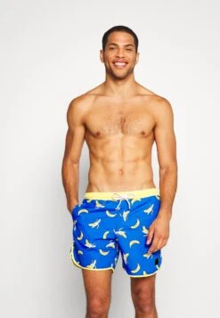 URBAN CLASSICS Pattern Retro Swim - Zwemshorts - Blue