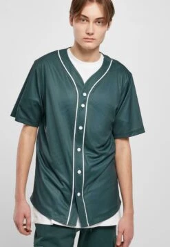 URBAN CLASSICS Baseball- Overhemd - Bottlegreen White