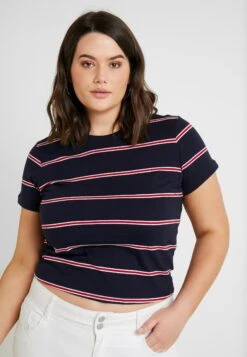Ladies Yarn Dyed Skate Stripetee - T-Shirt Print - Midnightnavy/Red