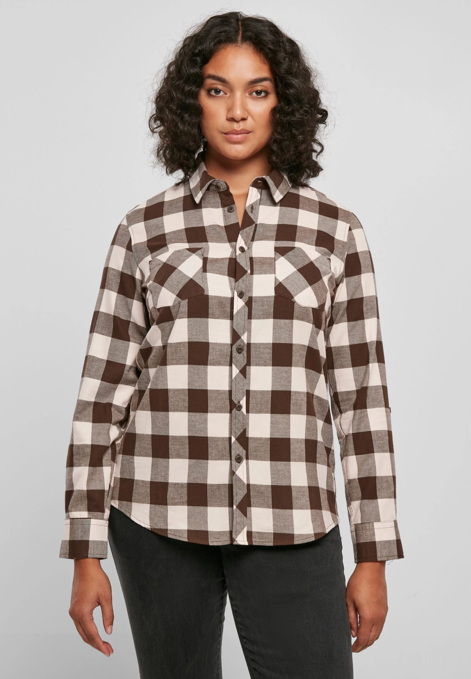 URBAN CLASSICS Overhemdblouse - Pink Brown 10 URBAN CLASSICS Overhemdblouse - Pink Brown - Afbeelding 8