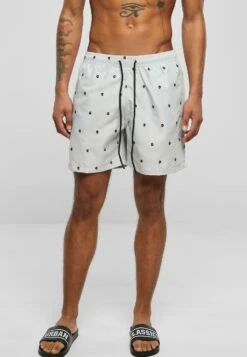 URBAN CLASSICS Embroidery Swim - Zwemshorts - Skull Lightasphalt Black