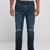 URBAN CLASSICS Straight Leg Jeans - Darkblue Destroyed Washed