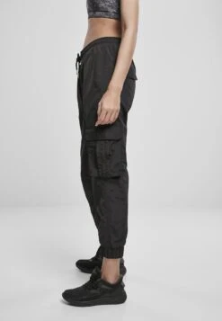 URBAN CLASSICS Ladies High Waist Crinkle Nylon Cargo Pants - Trainingsbroek - Black -Urban Classics 3bbc2f80fb294efe845fe07805e62097