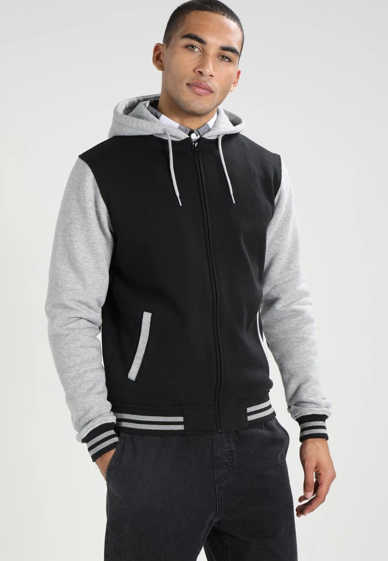 URBAN CLASSICS 2-Tone Zip Hoody - Sweater Met Rits - Black/Grey 3 URBAN CLASSICS 2-Tone Zip Hoody - Sweater Met Rits - Black/Grey