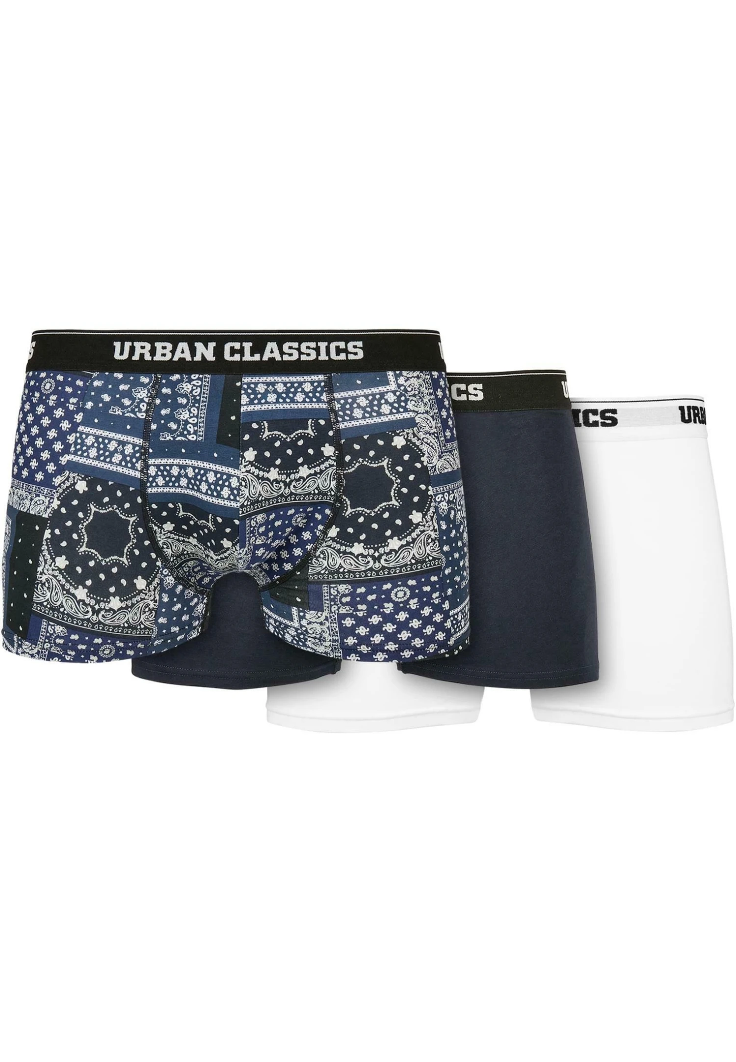 URBAN CLASSICS Organic3-Pack - Onderbroeken - Bandana Navy/Navy/White 3 URBAN CLASSICS Organic3-Pack - Onderbroeken - Bandana Navy/Navy/White