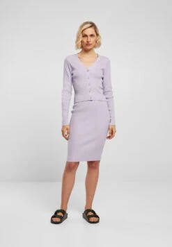 URBAN CLASSICS Ladies Short Rib Knit Cardigan - Vest - Lilac -Urban Classics 42cfc57c603445b3a2ffbbcf8b301be2