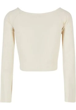 URBAN CLASSICS Short Rib Wide V Neck Longsleeve - Longsleeve - Whitesand -Urban Classics 43049e02447240dfada9995c7cf8187b