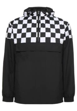 URBAN CLASSICS Check Pull Over Jacket - Windjack - Black/Chess -Urban Classics 47cd570dadc444a0b19e94ff06c0a2a4