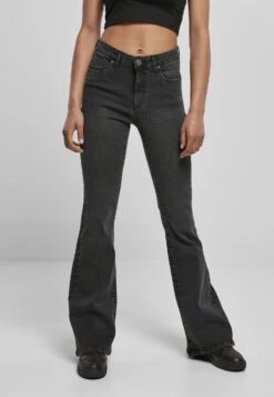 URBAN CLASSICS High Waist - Flared Jeans - Black Washed