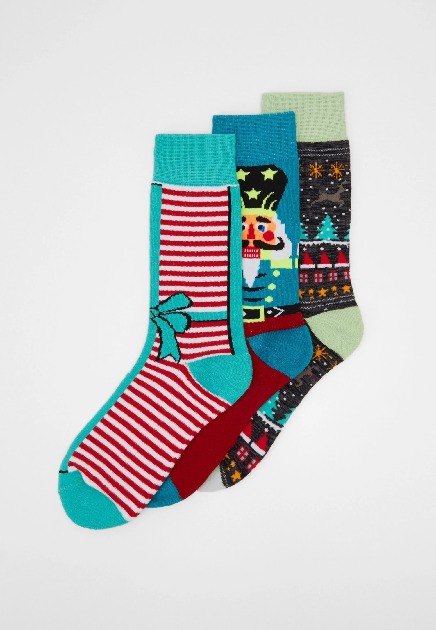 URBAN CLASSICS Christmas Bow And Nutcracker Socks 3 Pack - Sokken - Multicolor 3 URBAN CLASSICS Christmas Bow And Nutcracker Socks 3 Pack - Sokken - Multicolor