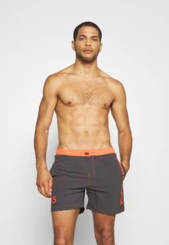 URBAN CLASSICS Logo - Zwemshorts - Anthracite/Orange