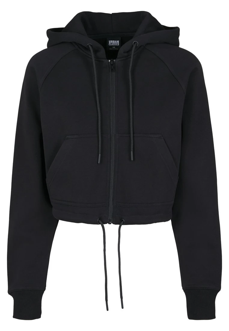 URBAN CLASSICS Ladies Oversized Short Raglan Zip Hoody - Sweater Met Rits - Black 9 URBAN CLASSICS Ladies Oversized Short Raglan Zip Hoody - Sweater Met Rits - Black - Afbeelding 7