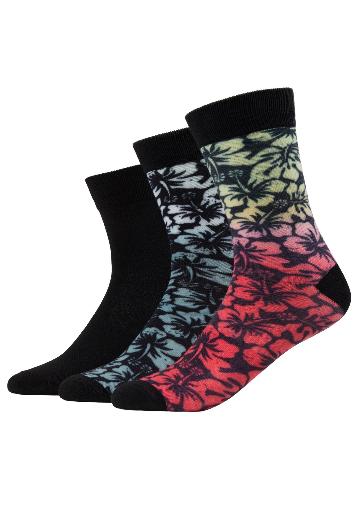 URBAN CLASSICS Flower Socks 3 Pack - Sokken - Black/Grey/Red 4 URBAN CLASSICS Flower Socks 3 Pack - Sokken - Black/Grey/Red - Afbeelding 2