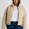 Ladies Boxy Sherpa Puffer Jacket - Winterjas - Darksand -Urban Classics 4fd480140638474c9f540fda1872d2aa