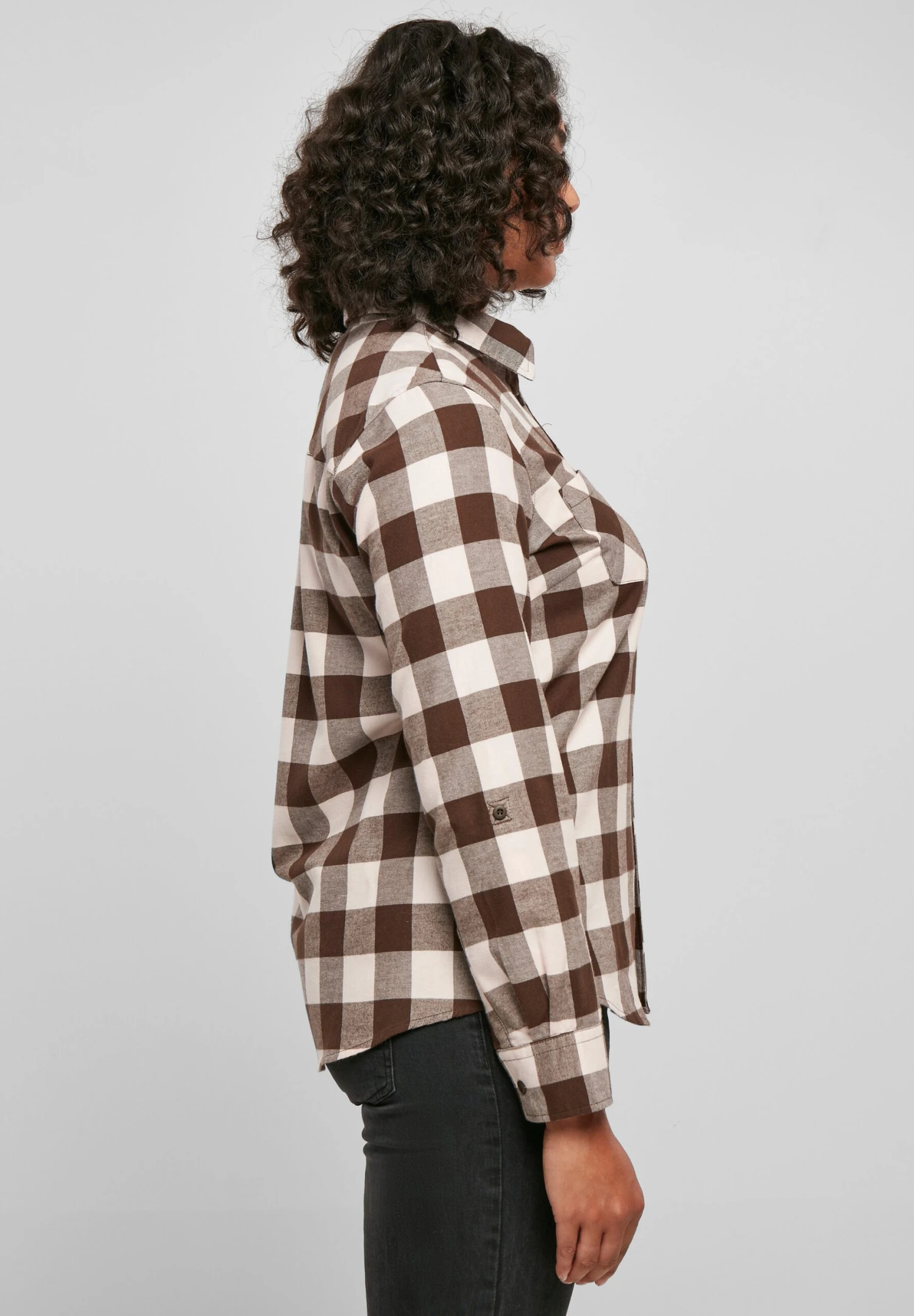 URBAN CLASSICS Overhemdblouse - Pink Brown 13 URBAN CLASSICS Overhemdblouse - Pink Brown - Afbeelding 11