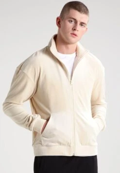 URBAN CLASSICS Velvet Jacket - Sweater Met Rits - Sand