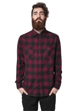 URBAN CLASSICS Checked - Overhemd - Black/Burgundy