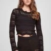 URBAN CLASSICS Cropped Crochet - Trui - Black -Urban Classics 5cc8d53b4d7042d9a7ffeefd06c22b7f