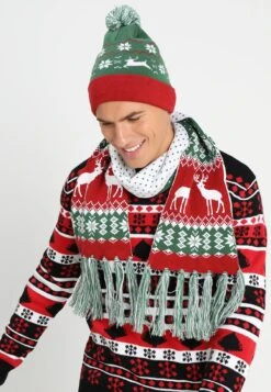 URBAN CLASSICS Christmas Set - Sjaal - Green/Red