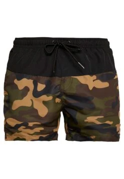 URBAN CLASSICS Block - Zwemshorts - Black/Wood -Urban Classics 5edb6adcd09c45c89567ae51d7e3a215