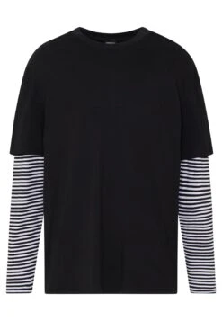 URBAN CLASSICS Double Layer Striped Tee - Longsleeve - Black -Urban Classics 6119df7ea79446de97d83b3a440f397c