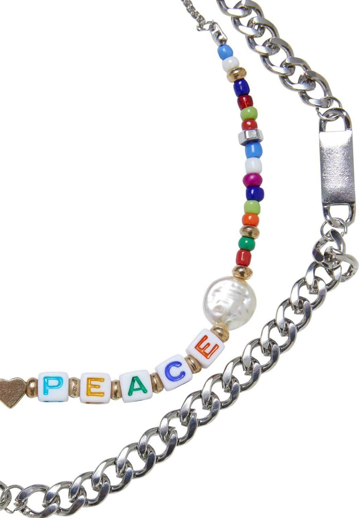 URBAN CLASSICS Peace Bead Layering 2-Pack - Ketting - Silver 4 URBAN CLASSICS Peace Bead Layering 2-Pack - Ketting - Silver - Afbeelding 2